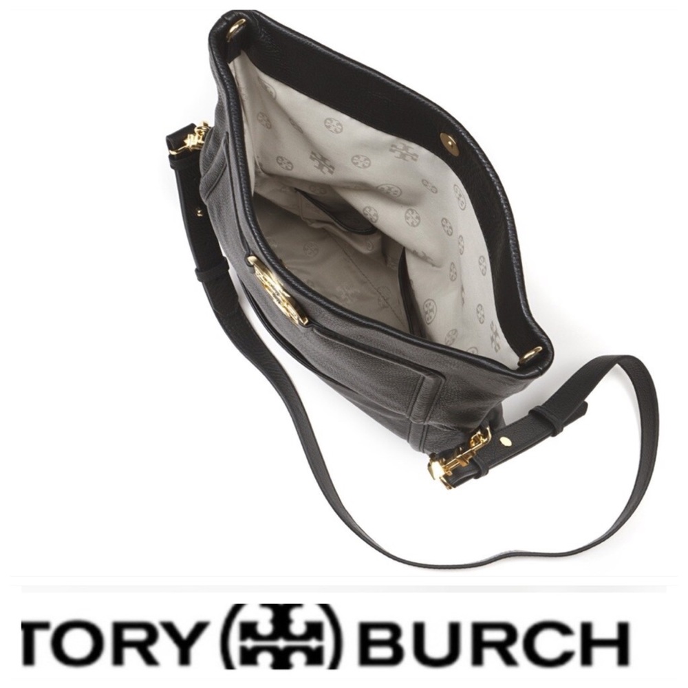 💕SALE💕Tory Burch Black Leather Amanda Fold Bag - Picture 5 of 10
